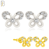 925-ES208 - Push Back - .925 Sterling Silver Butterfly Design Earring Stud with Clear Zircon image 0