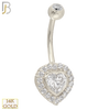 14-NB23 - 14k Solid Gold Heart Shaped CZ with Multi CZ Around Belly Ring - White Gold image