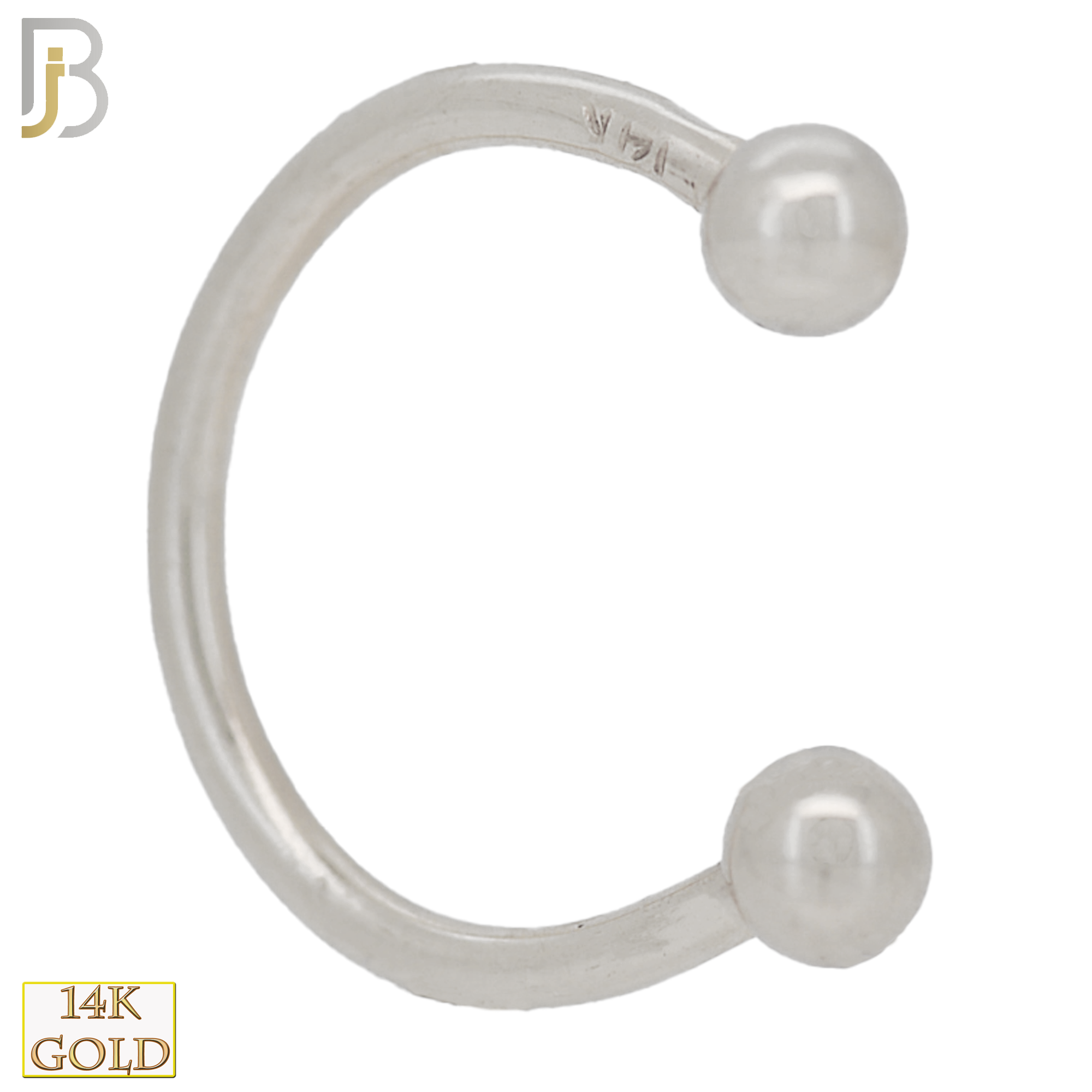 14-HS01 - 14k Solid Gold Horseshoe Plain Design External Threaded Screw image 3