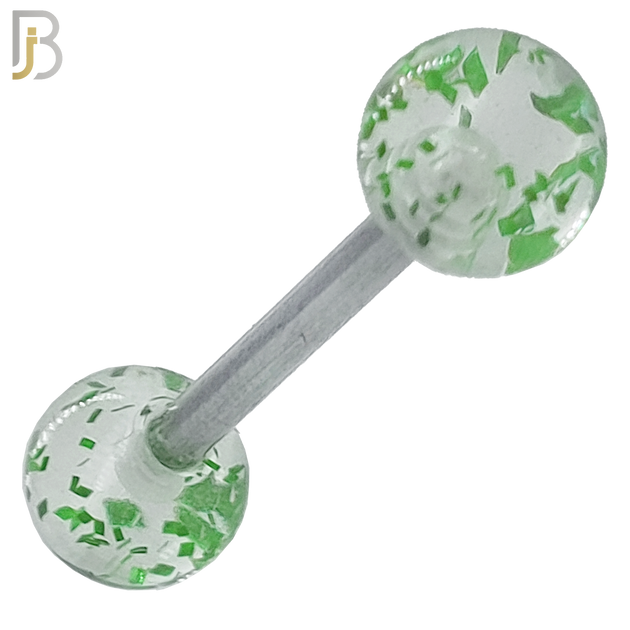 BB04C - 316L Surgical Steel Screw Barbell with Clear Glitter Acrylic Ball Screw External Threaded (PACK OF 6) image 1