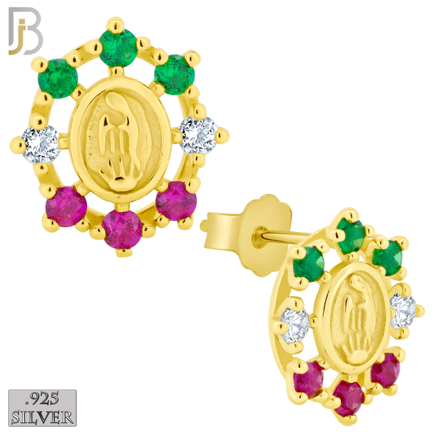 925-ES177 – .925 Sterling Silver Mexican Virgin Mary with Zircon image 2