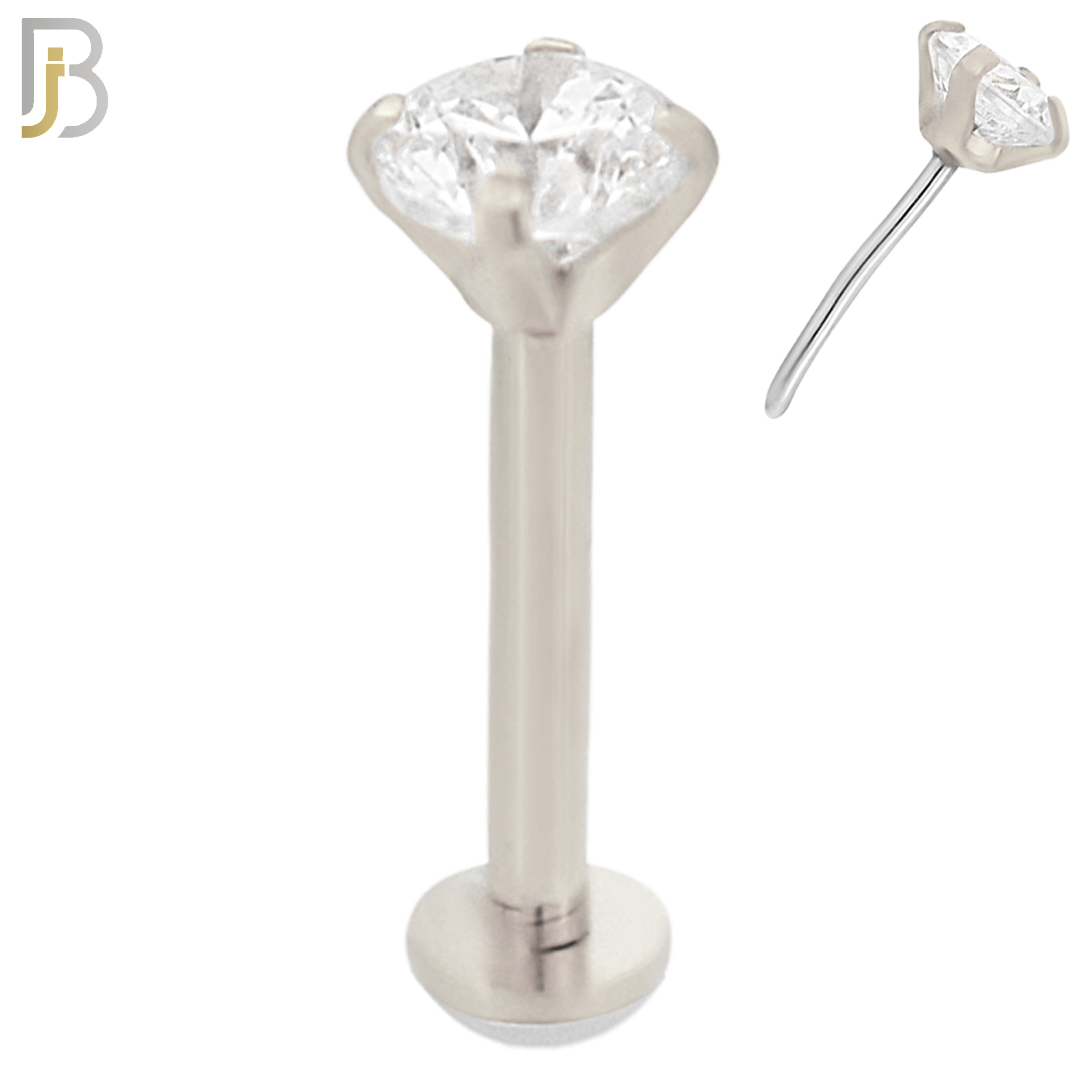 LB17S16 - 16g Thickness 316L Surgical Steel Prong Setting Round Push In  Zircon Labret (PACK OF 6) image 5