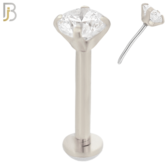 LB17S16 - 16g Thickness 316L Surgical Steel Prong Setting Round Push In  Zircon Labret (PACK OF 6) image 5
