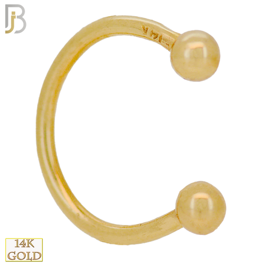 14-HS01 - 14k Solid Gold Horseshoe Plain Design External Threaded Screw image 1