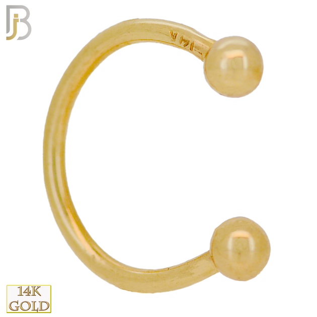 14-HS01 - 14k Solid Gold Horseshoe Plain Design External Threaded Screw image 1