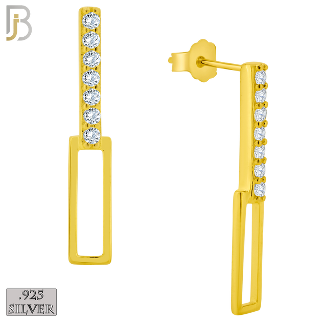925-ES380 - .925 Sterling Silver Straight Double Bars with CZ Stud Earrings image 2