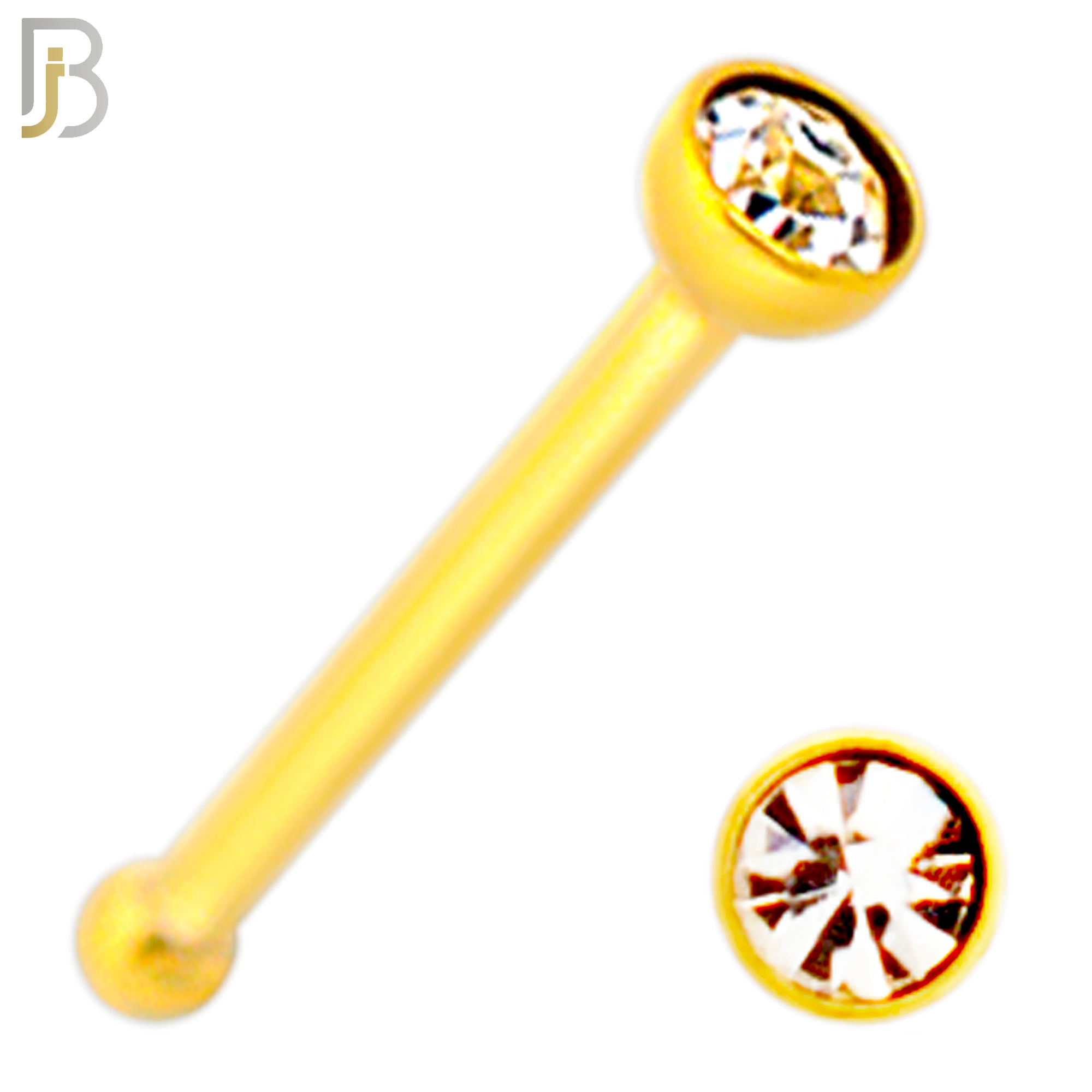 NR36B -   316L Surgical Steel Nose Bone with 2mm Bezel Setting Round Clear Zircon (PACK OF 6) image 2