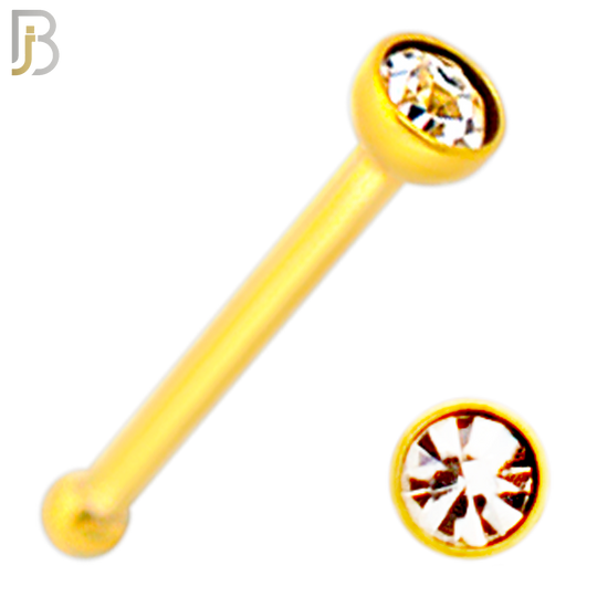 NR36B -   316L Surgical Steel Nose Bone with 2mm Bezel Setting Round Clear Zircon (PACK OF 6) image 2