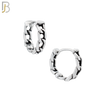 ES130 - Stainless Steel Vintage Tribal Chain Huggies Hoops Earrings image 2