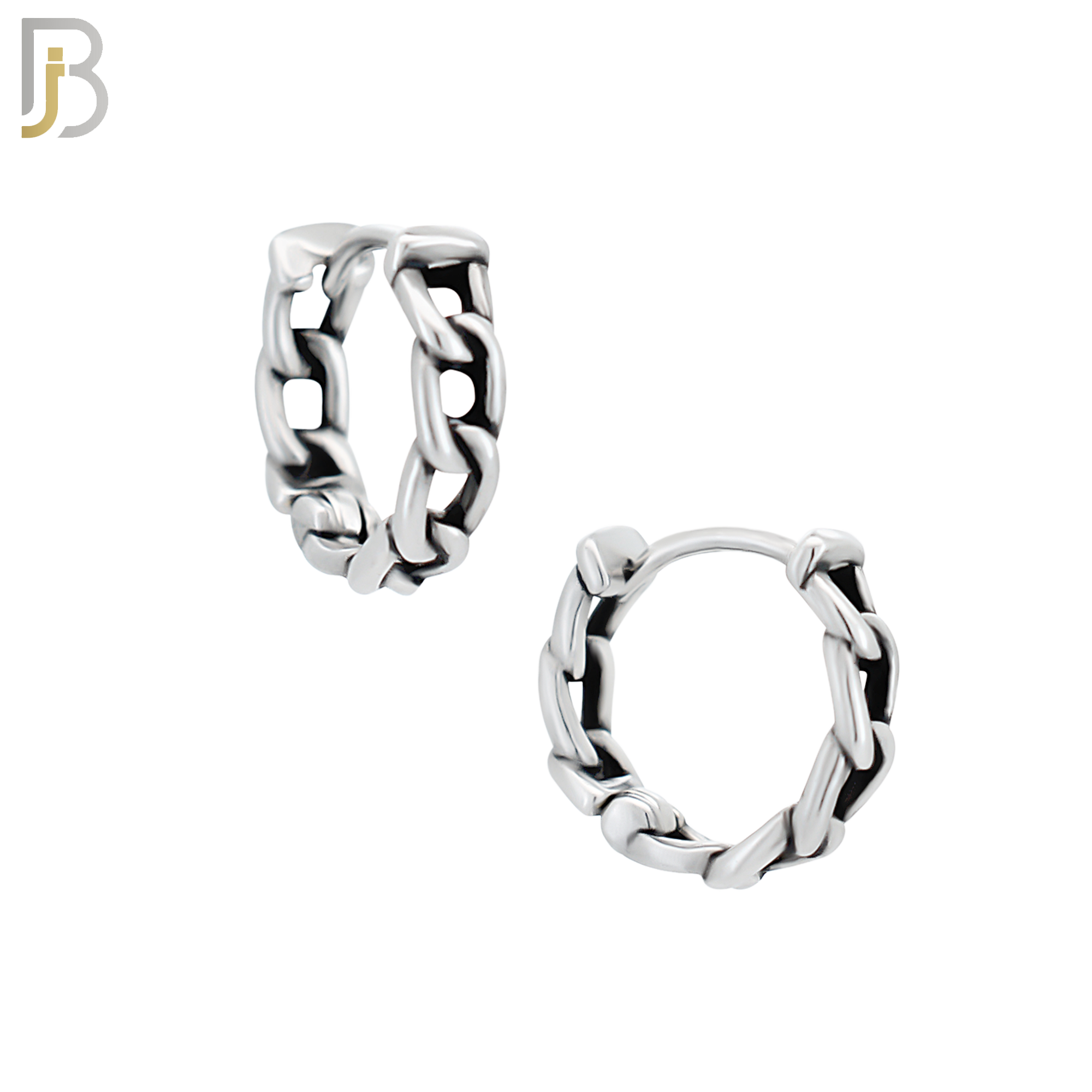 ES130 - Stainless Steel Vintage Tribal Chain Huggies Hoops Earrings image 2