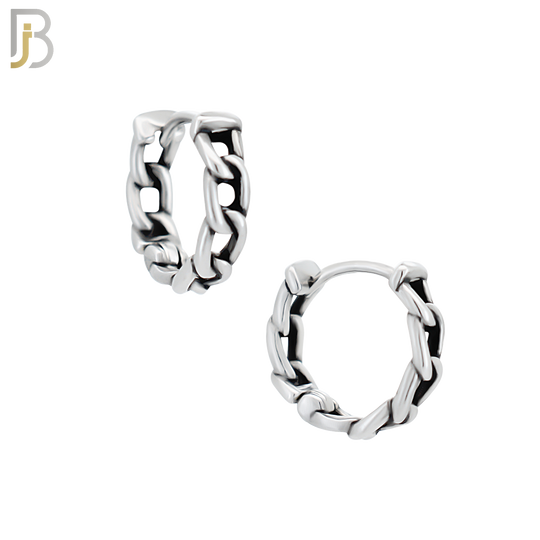 ES130 - Stainless Steel Vintage Tribal Chain Huggies Hoops Earrings image 2