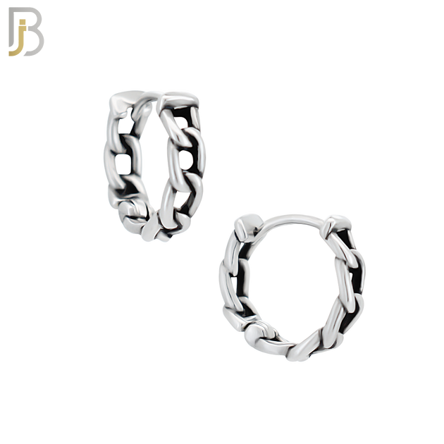 ES130 - Stainless Steel Vintage Tribal Chain Huggies Hoops Earrings image 2