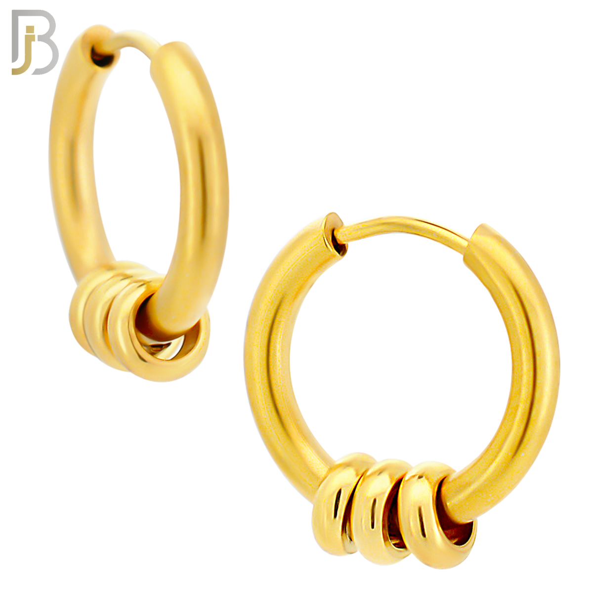 Huggies Hand Rings ES175 - 316L Stainless Steel Plain Huggies with 3 Rings Clip On