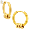 ES175 - 316L Stainless Steel Plain Huggies with 3 Rings  Clip On image 2