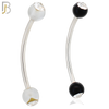 EC07TS - 316L Surgical Steel Transparent/Solid Acrylic Ball with Clear Zircon Curved Barbell Externally Threaded (PACK OF 6) image 0