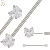 BB52 - 316L Surgical Steel Heart Shaped Zircon Threadless Push-In Industrial Barbell (PACK OF 6) image 0