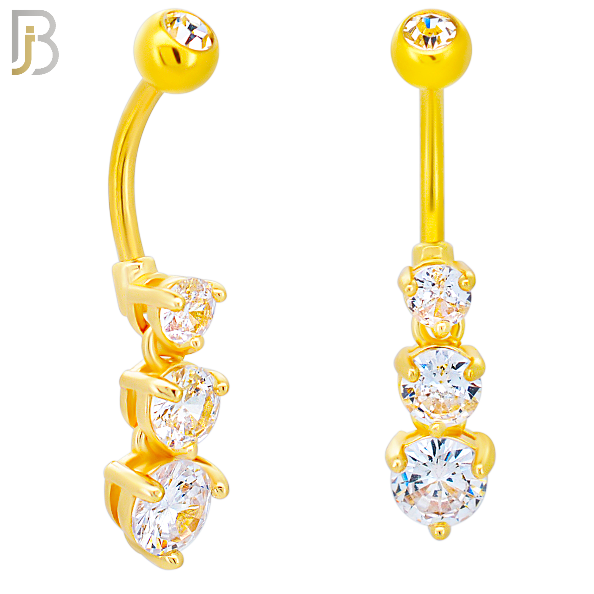 N0118  - 316L Stainless Steel Graduating Three Round Zircon in Prong Set with 5mm Screw Ball image 2