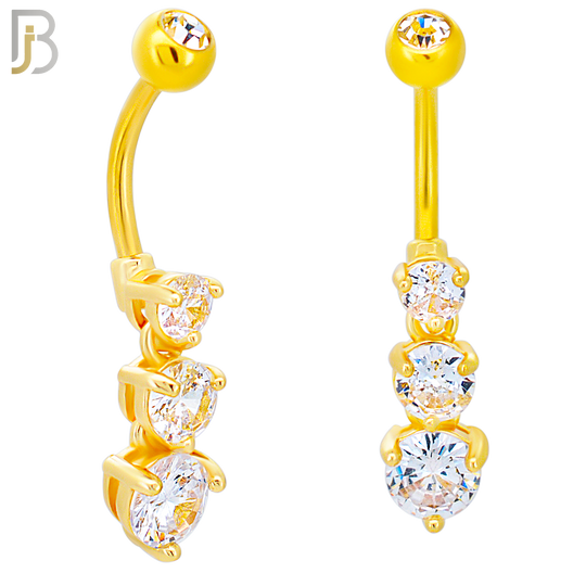 N0118  - 316L Stainless Steel Graduating Three Round Zircon in Prong Set with 5mm Screw Ball image 2