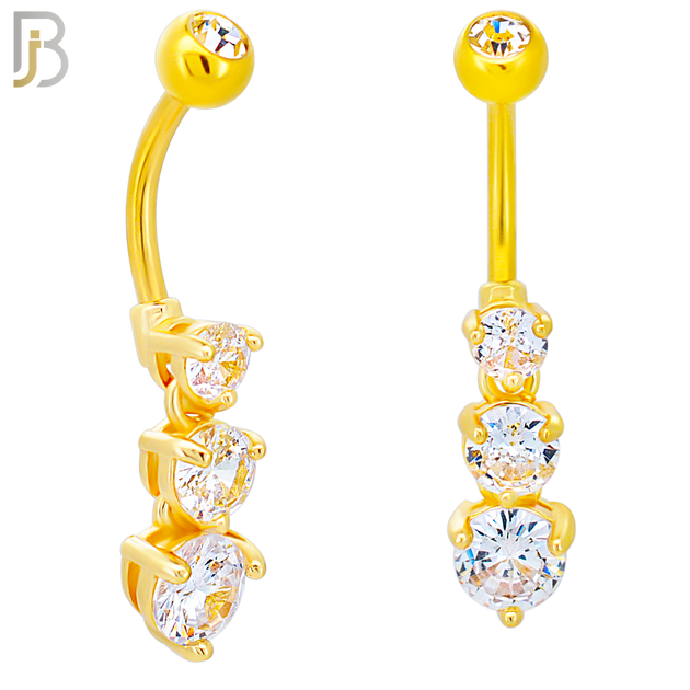 N0118  - 316L Stainless Steel Graduating Three Round Zircon in Prong Set with 5mm Screw Ball image 2