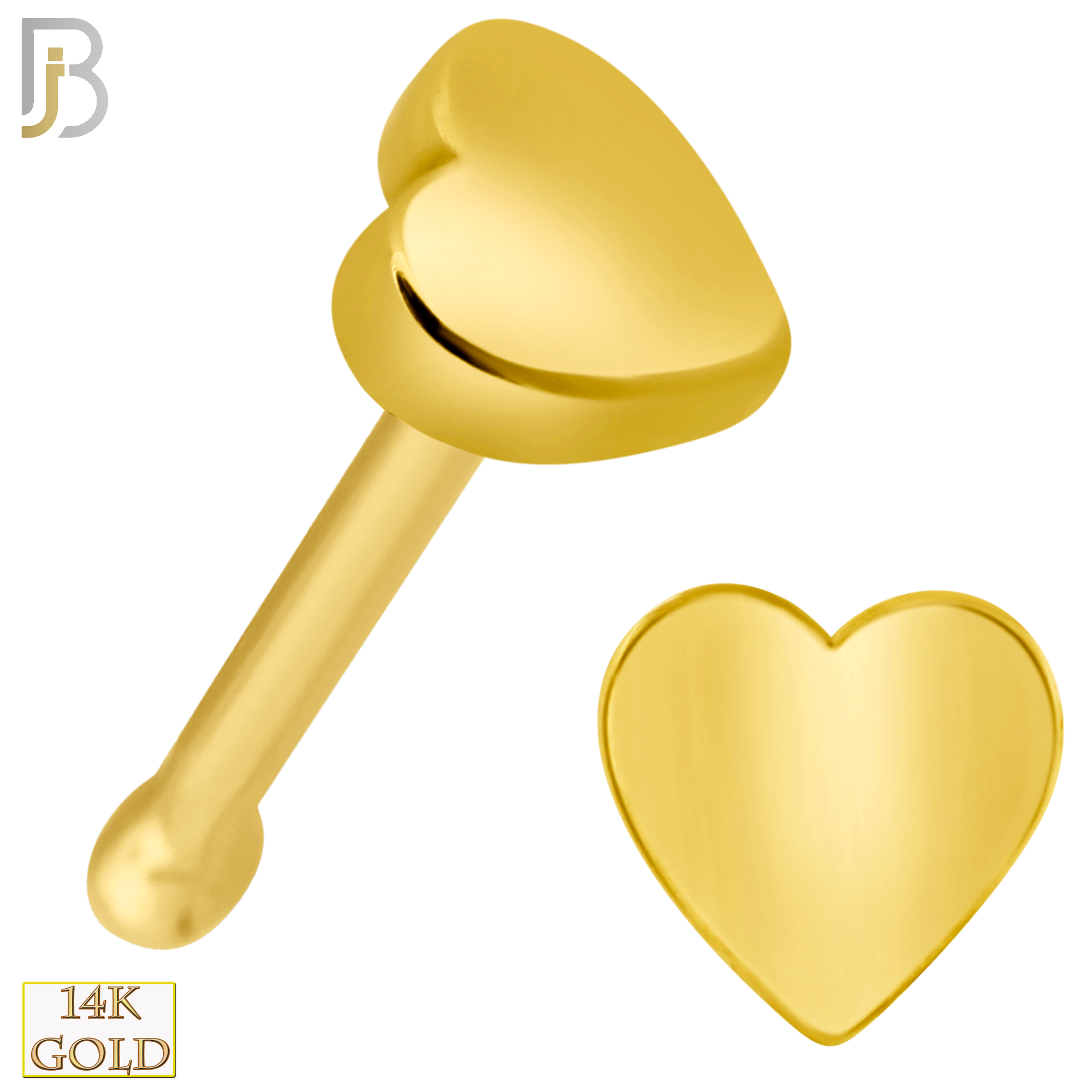 14-NR49B - 14k Solid Gold Nose Bone Heart Design image 0