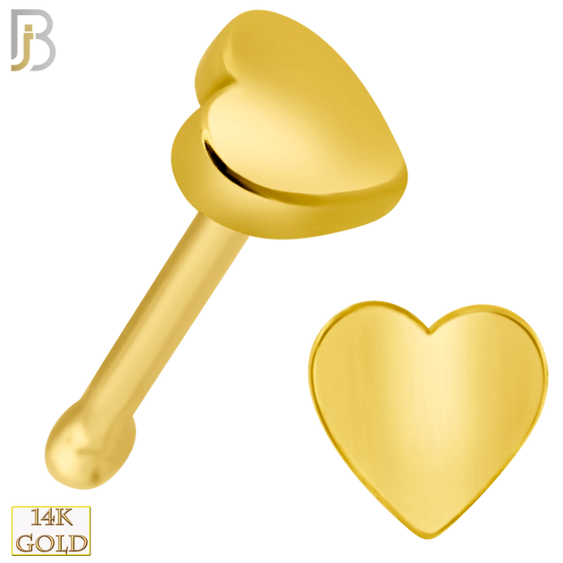 14-NR49B - 14k Solid Gold Nose Bone Heart Design image 0