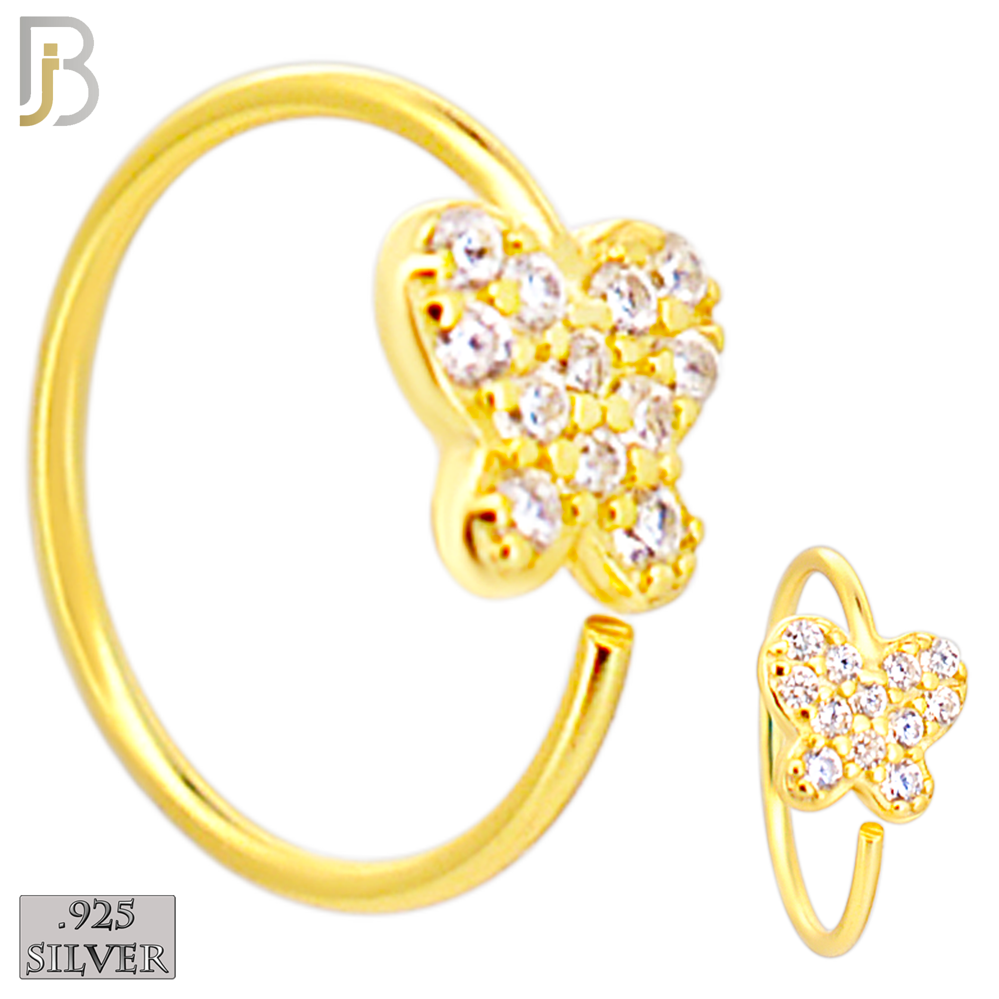 925-CT118 -  925 Sterling Silver Butterfly Hoop with Multi CZ (Pack of 6) image 2