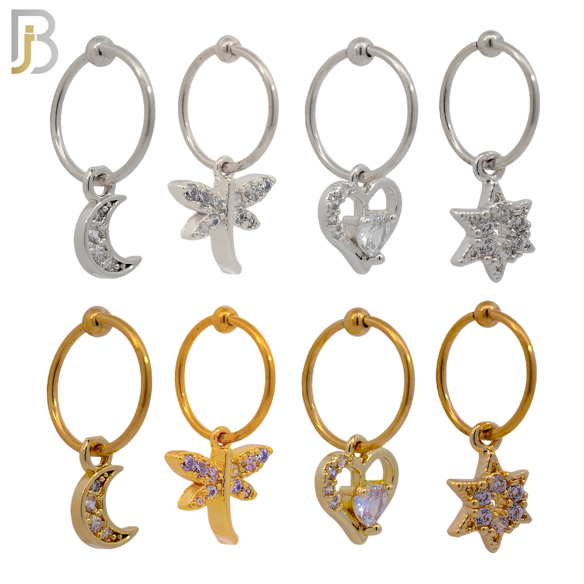 PK-HX07M - 316L Surgical Steel Different Dangling  Designs Helix Hoop Piercing with CZ image 1
