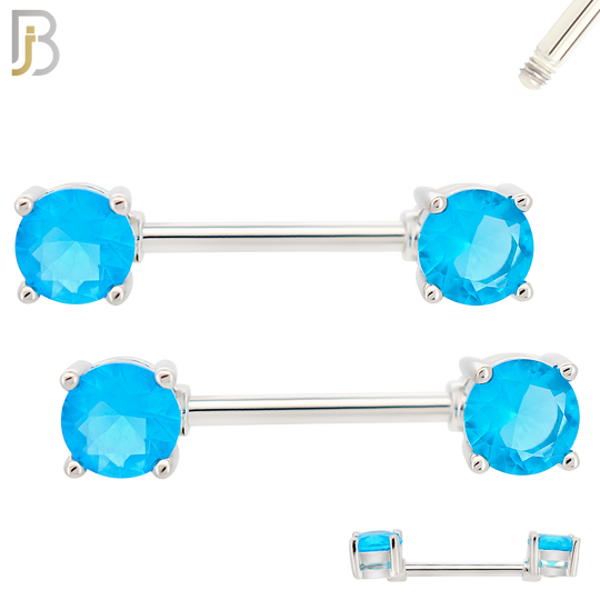 NP02S - 316L Surgical Steel Screw Prong Round Zircon Nipple Ring Piercing image 4