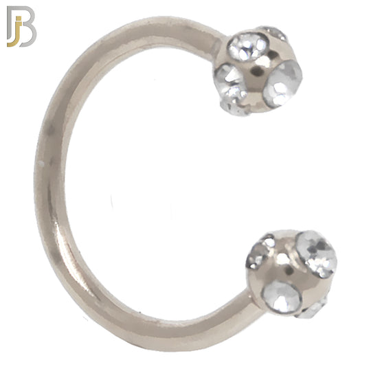 HS03S - 316L Surgical Steel Horseshoe with  Multi Zircon Screw Ball External Threaded (PACK OF 6) image 0