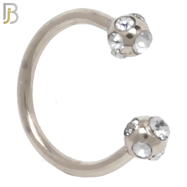 HS03S - 316L Surgical Steel Horseshoe with  Multi Zircon Screw Ball External Threaded (PACK OF 6) image 0