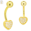 NB96 - 316L Stainless Steel Heart with Multi CZ Banana Belly Ring image 2