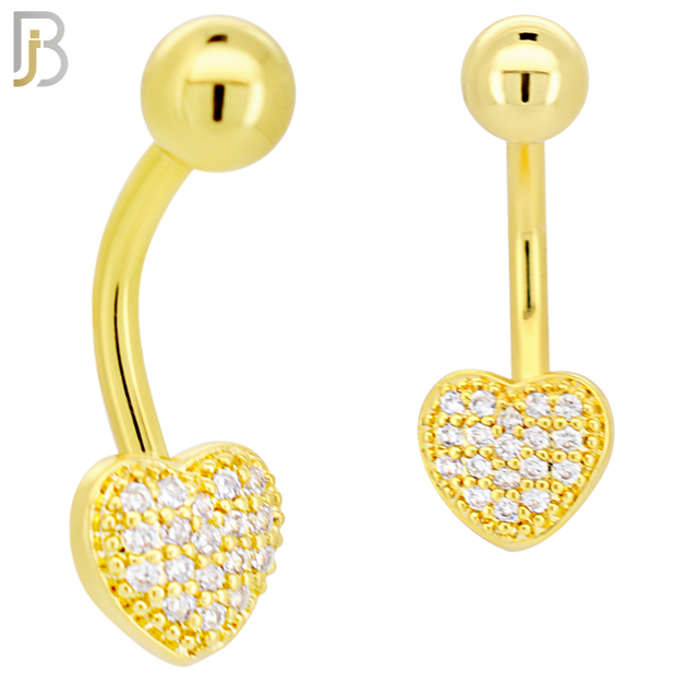 NB96 - 316L Stainless Steel Heart with Multi CZ Banana Belly Ring image 2