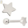TB48 - 316L Stainless Steel and Brass Plain Star Design Tragus Barbell Cartilage Piercing Externally Threaded (PACK OF 6) image 1