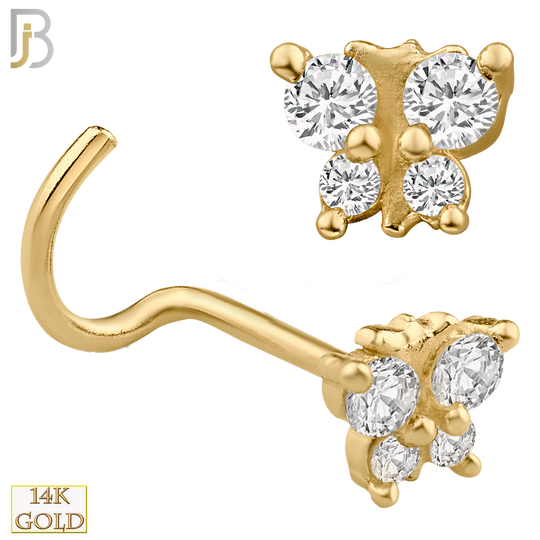 14-NR34C- 14k Solid Gold Butterfly Design with CZ Nose Screw image 0