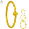 CT03G  - 20g Thickness Gold Plated 316L Surgical Steel Hoops Piercing Fixed Bead Twist to Open image 0