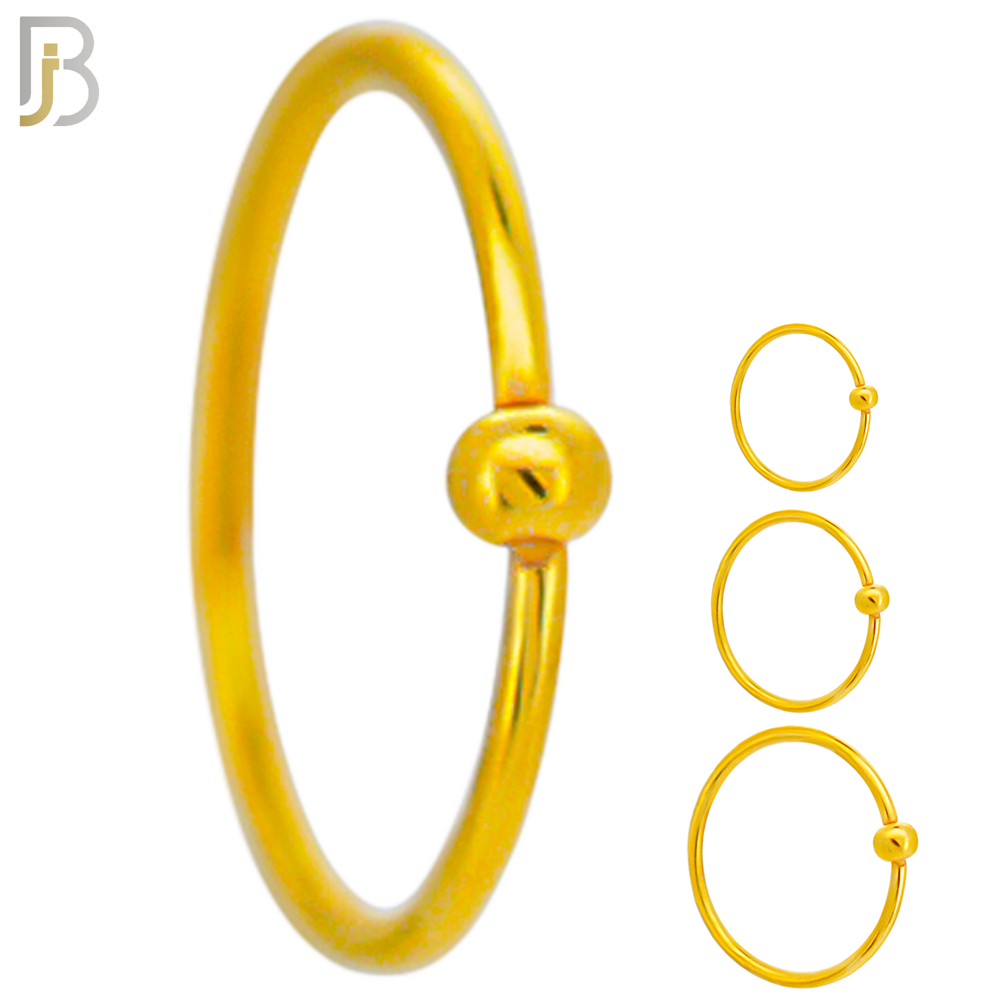 CT03G  - 20g Thickness Gold Plated 316L Surgical Steel Hoops Piercing Fixed Bead Twist to Open image 0