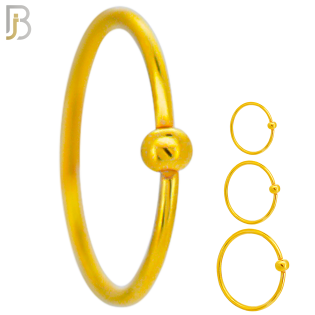 CT03G  - 20g Thickness Gold Plated 316L Surgical Steel Hoops Piercing Fixed Bead Twist to Open image 0