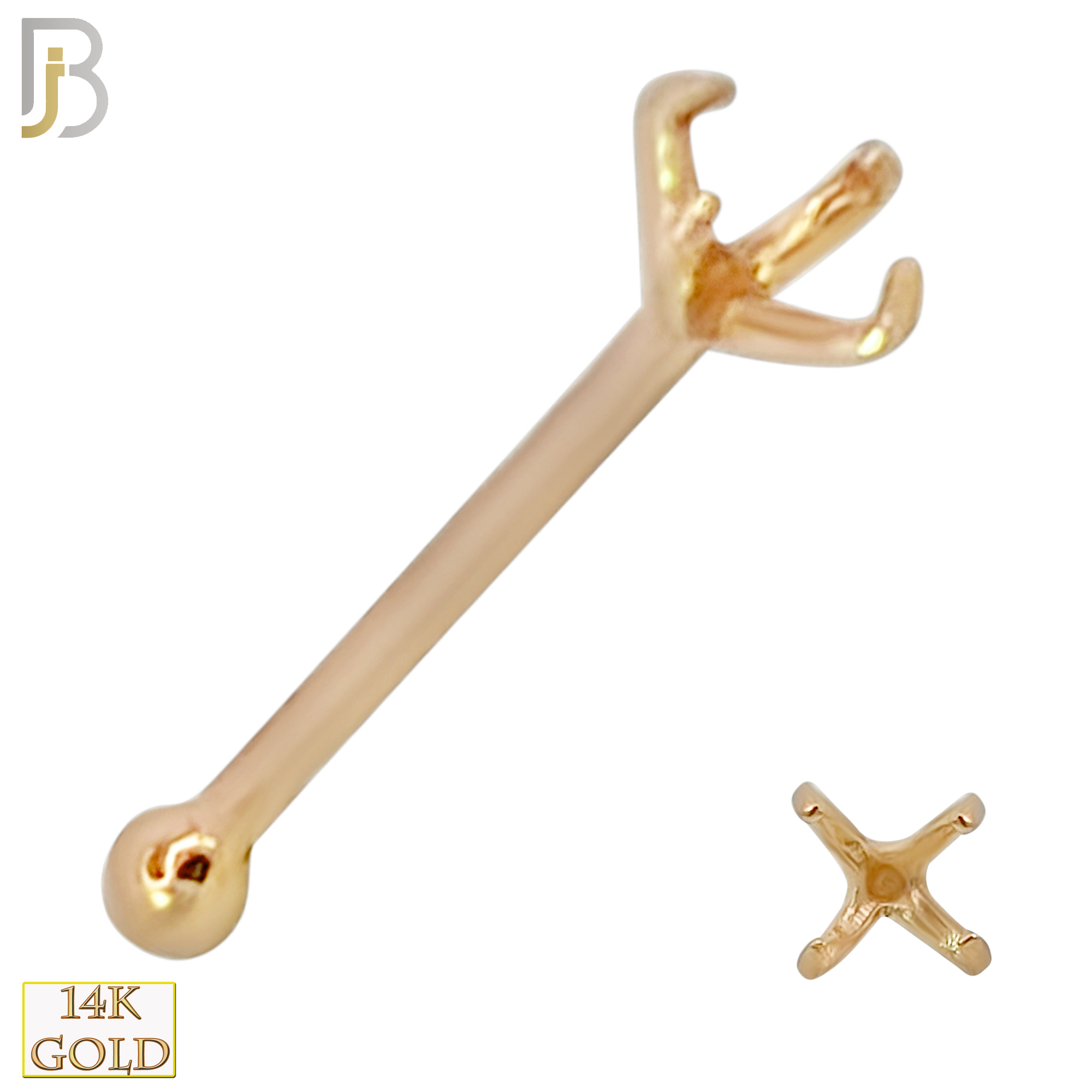 14-NR01Y-20 - 20g Thickness 14k Solid Yellow Gold Prong Setting Mounting Only image 2