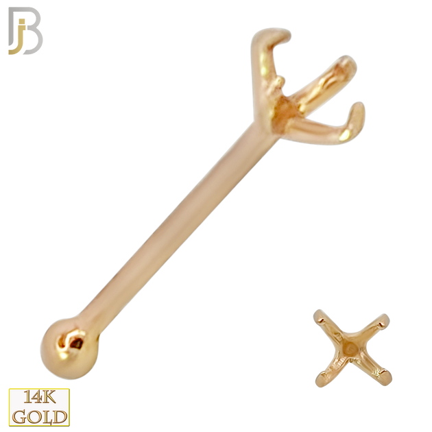 14-NR01Y-20 - 20g Thickness 14k Solid Yellow Gold Prong Setting Mounting Only image 2