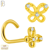 14-NR100C - 14K Solid Gold Butterfly Nose Screw with Cubic Zirconia - Yellow Gold image