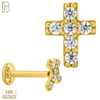 14-LB49 - 14k Yellow Gold Cross with CZ Labret - Yellow Gold image