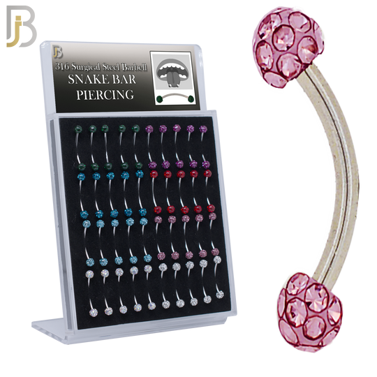 PK-EC05C - 316L Surgical Steel Curved Barbell External Threaded Ball Coated Zircon image 2