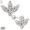 925-ES415 - Screw Ball Back - 925 Sterling Silver Three Leaf Stud Earrings image 0