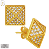 925-ES229 – .925 Sterling Silver Pyramid Design Earring Stud with Zircon image 2