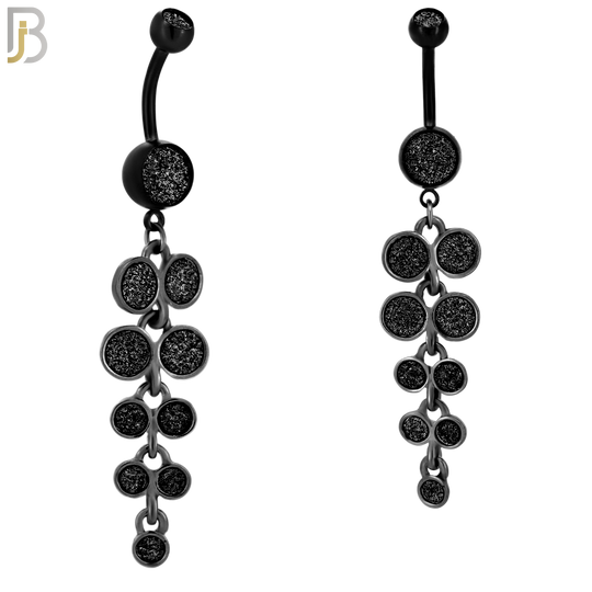 N001 - 316L Stainless Steel Dangling Grape Bunch Sandpaper Design Belly Ring with 4mm Screw Ball image 4