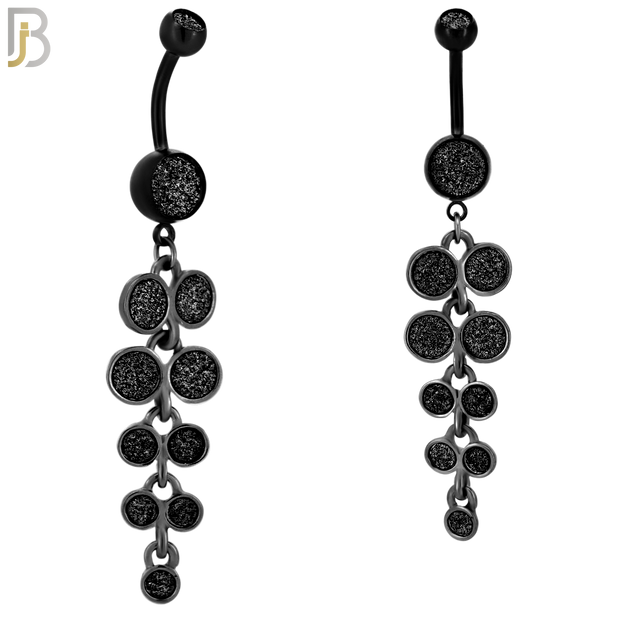 N001 - 316L Stainless Steel Dangling Grape Bunch Sandpaper Design Belly Ring with 4mm Screw Ball image 4