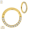 14-CT70YC - 14K Solid Gold Hinged Hoops with Multi Zircon image 0
