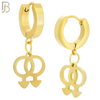 ES49 - 316L Stainless Steel Dangling LGBT Gay Symbol Design Huggies Clip On image 3