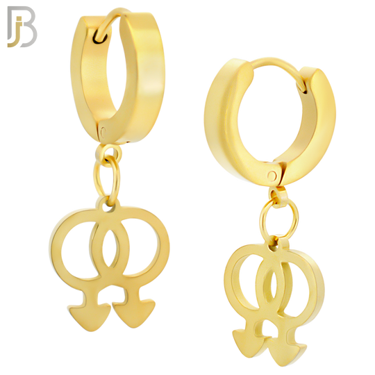 ES49 - 316L Stainless Steel Dangling LGBT Gay Symbol Design Huggies Clip On image 3