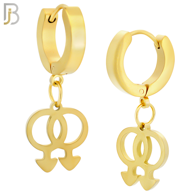 ES49 - 316L Stainless Steel Dangling LGBT Gay Symbol Design Huggies Clip On image 3